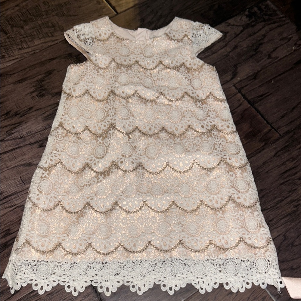 Elegant Lace Kids Dress in Cream Sz 6x